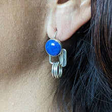 Load image into Gallery viewer, Lapis Lazuli three ring hook earrings