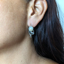 Load image into Gallery viewer, Moonstone double ring hook earrings