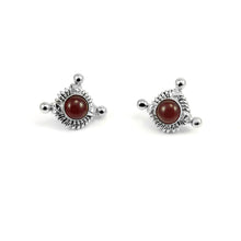 Load image into Gallery viewer, Coiled gemstone circle post/stud earrings