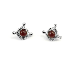 Coiled gemstone circle post/stud earrings