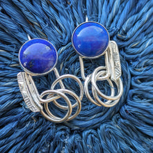 Load image into Gallery viewer, Lapis Lazuli three ring hook earrings