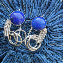Load image into Gallery viewer, Lapis Lazuli three ring hook earrings