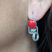 Load image into Gallery viewer, Red Jasper double ring hook earrings