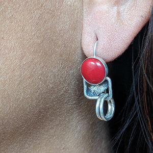 Red Jasper double ring hook earrings