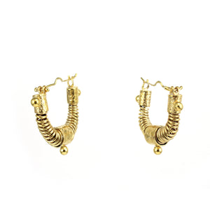 small gold toned West African inspired statement hoop earrings