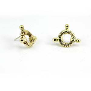 Gold toned, coiled circle post/stud earrings
