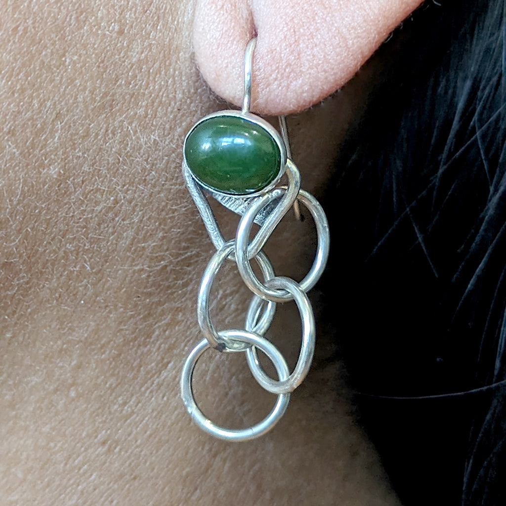 Aventurine chained hook earrings