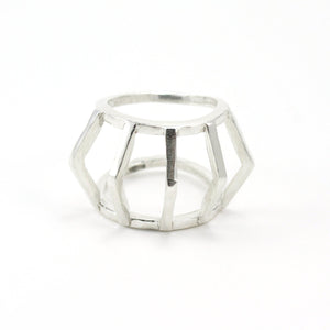 Sterling silver architectural statement ring