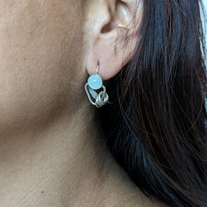 Four ring moosntone hook earrings