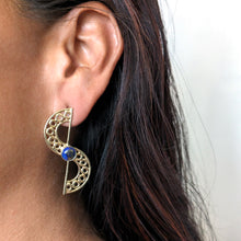 Load image into Gallery viewer, Over and Under with Lapis Lazuli Post Earring