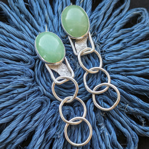 Aventurine chain link hook earrings