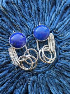Lapis Lazuli three ring hook earrings