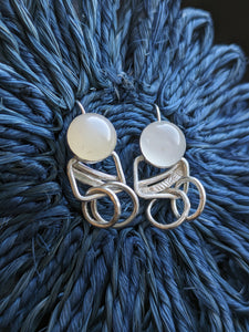 Moon stone ring dangle earring