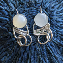 Load image into Gallery viewer, Moonstone double ring hook earrings