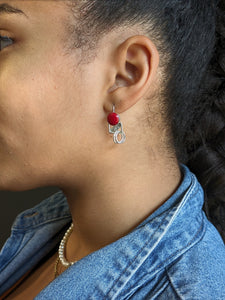 Red Jasper three ring square hook earrings