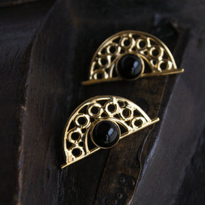 Pokou Gems-Half moon stud/post earrings