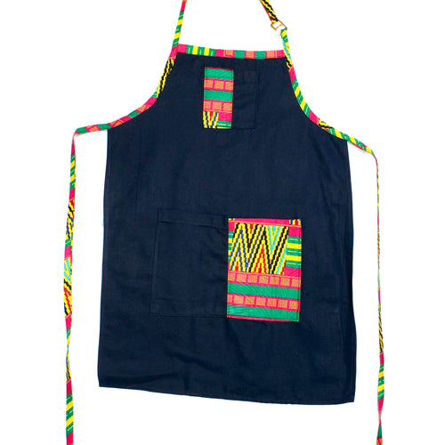 Denim Craft Apron with Ankara African Print Fabric- PRN982