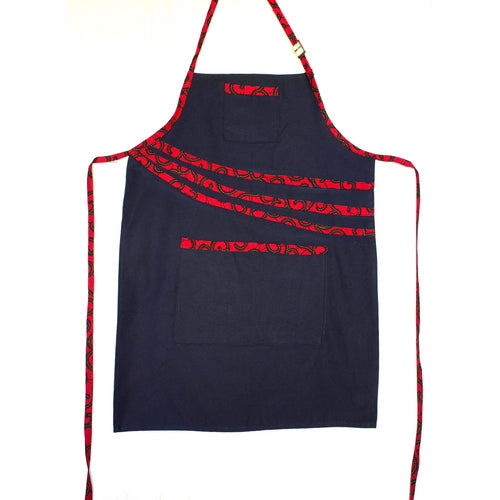 Denim Craft Apron with Ankara African Print Fabric- PRN987