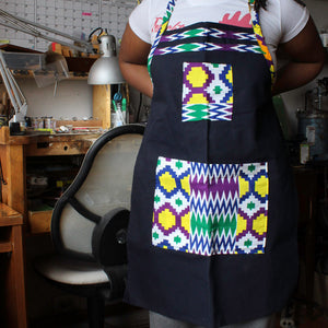 Denim Craft Apron with Ankara African Print Fabric- PRN990