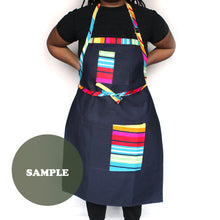 Load image into Gallery viewer, Denim Craft Apron with Ankara African Print Fabric- PRN996
