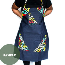 Load image into Gallery viewer, Denim Craft Apron with Ankara African Print Fabric- PRN973