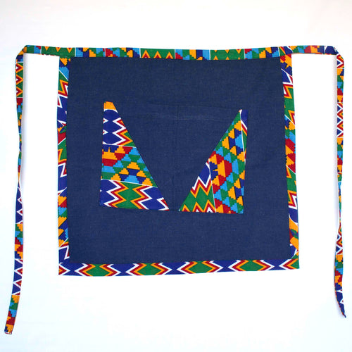 Denim Craft Apron with Ankara African Print Fabric- HPRN096