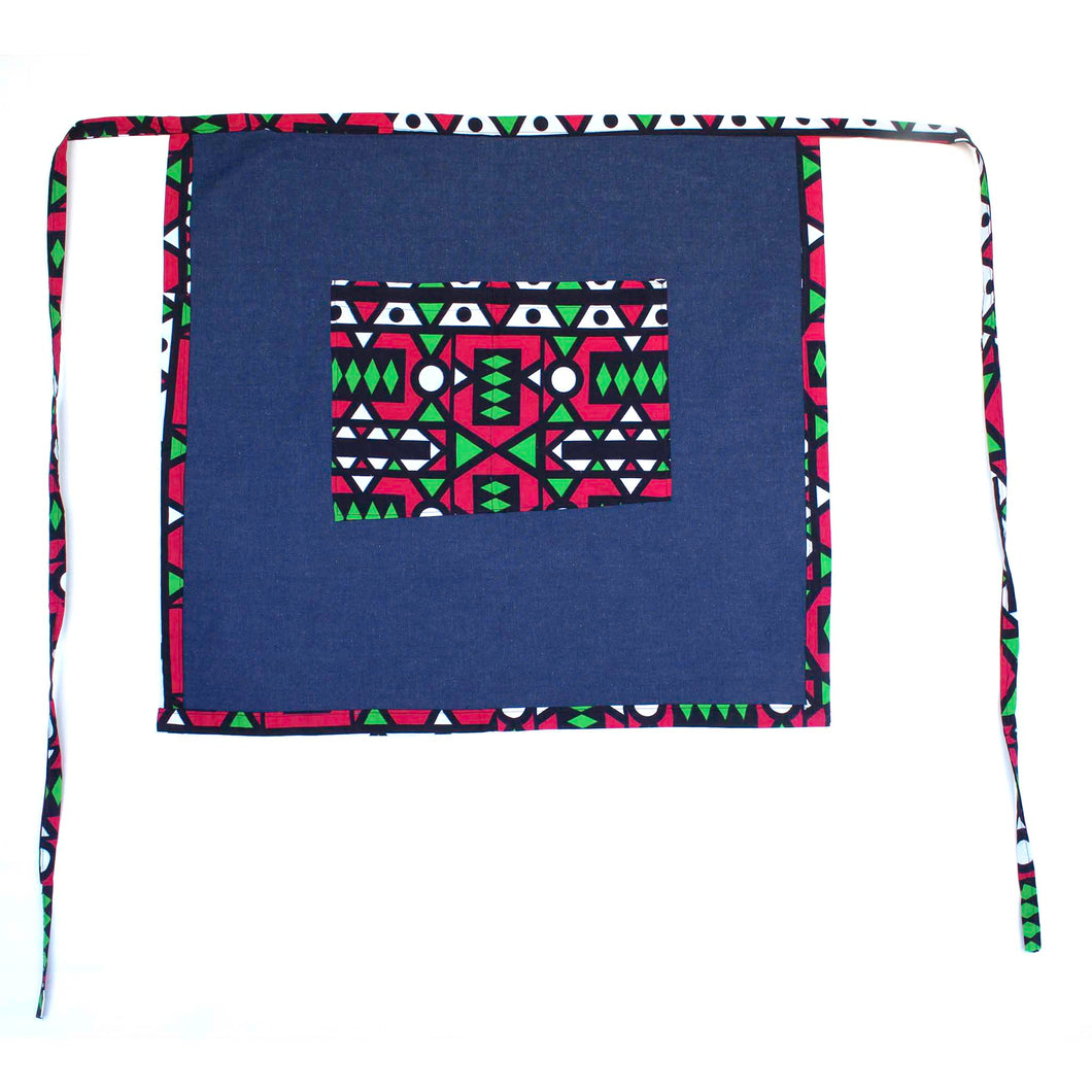Denim Craft Apron with Ankara African Print Fabric- HPRN097