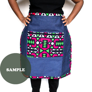 Denim Craft Apron with Ankara African Print Fabric- HPRN0100