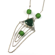 Load image into Gallery viewer, Green Triangle Malachite Krobo Bead Pendant Necklace