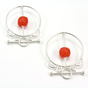  sterling silver tribal krobo bead earrings