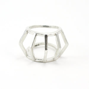 Sterling silver architectural statement ring