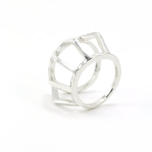 Sterling silver architectural statement ring