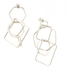 Load image into Gallery viewer, GeoFall-sterling silver cascading hexagons stud earrings