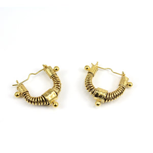 small gold toned West African inspired statement hoop earrings