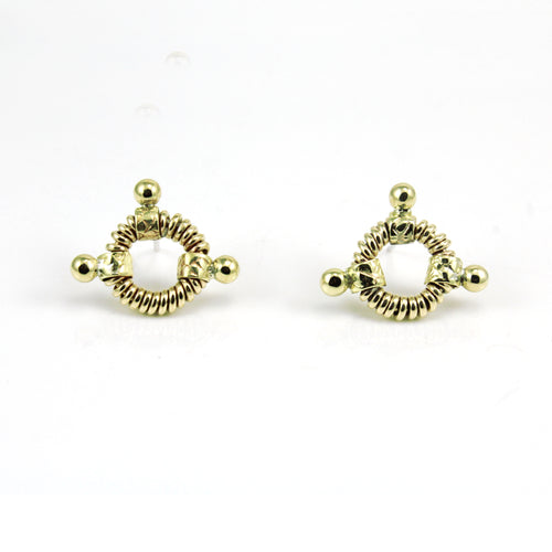 Gold toned, coiled circle post/stud earrings