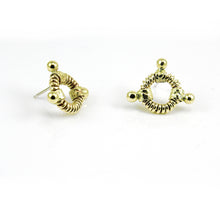 Load image into Gallery viewer, Gold toned, coiled circle post/stud earrings