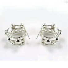 Load image into Gallery viewer, ornate silver mini hoop stud earrings