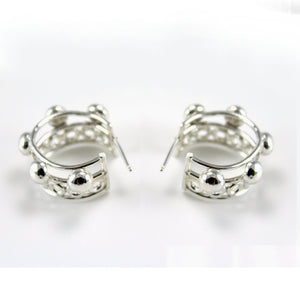 ornate silver mini hoop stud earrings
