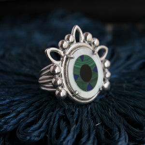 Inlay Ring-Malachite, Mother of Pearl, Lapis, Onyx