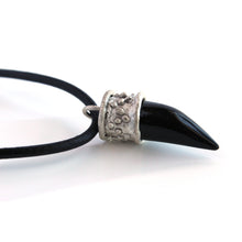 Load image into Gallery viewer, Sterling Silver Agate Gemstone Pendant Necklace -Onyx
