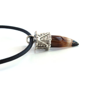 Sterling Silver Agate Gemstone Pendant Necklace - Agate