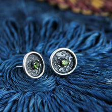 Load image into Gallery viewer, Patterened Gemstone Circle Stud/Post Earrings