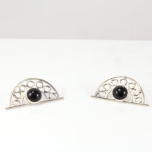 Load image into Gallery viewer, Pokou Gems-Half moon stud/post earrings with gemstone
